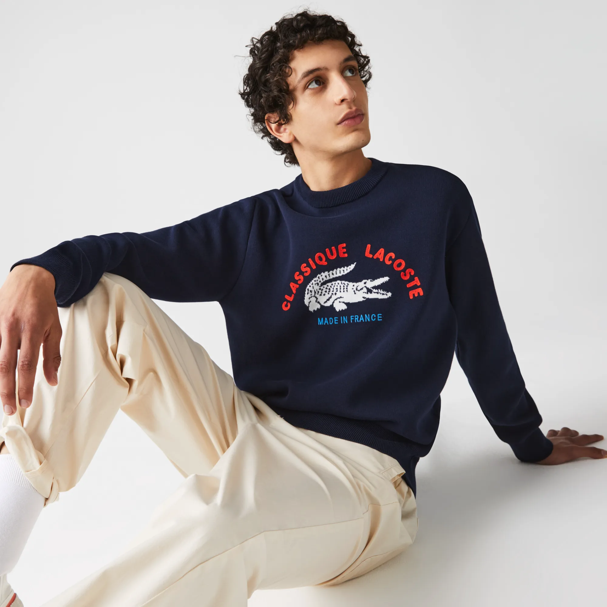 Мужской хлопковый свитер Lacoste, синий, арт. AH9021