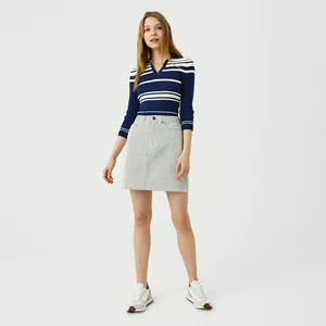 Женская короткая юбка Lacoste L!VE в полоску, серый, арт. JF3501