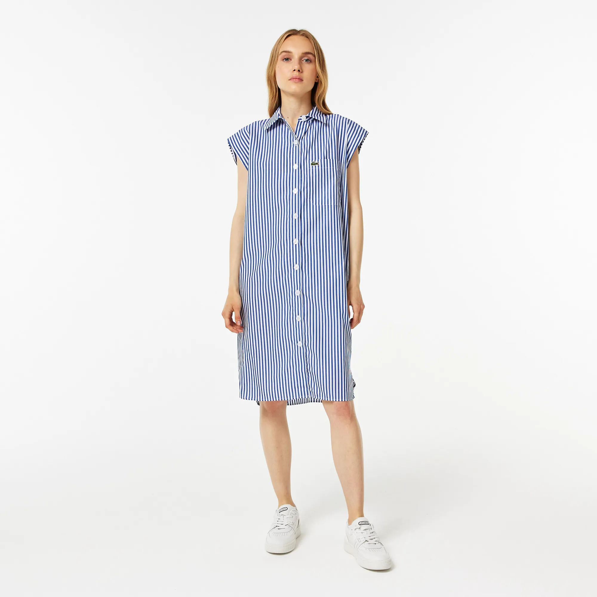Женское платье Lacoste Loose Fit в полоску, синий, арт. EF5874