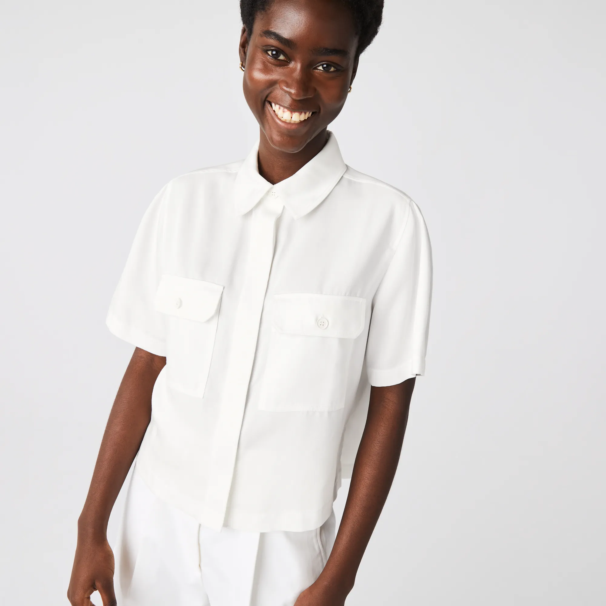 Женская блузка Lacoste свободной посадки, белый, арт. CF0991