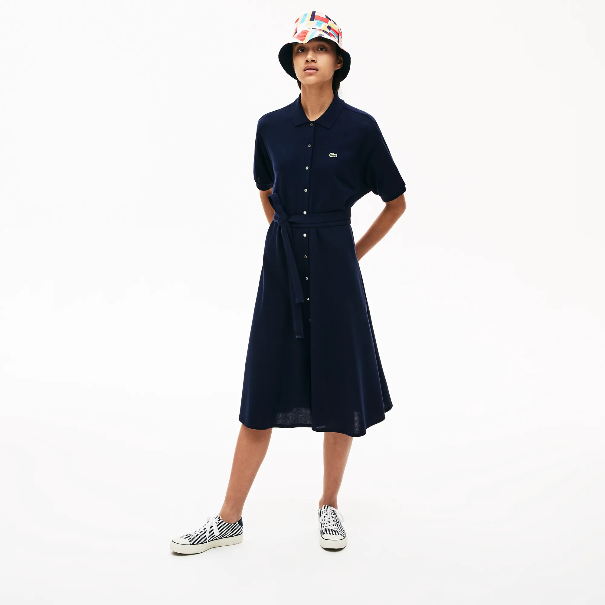 Женское платье-поло Lacoste с поясом, синий, арт. EF5471
