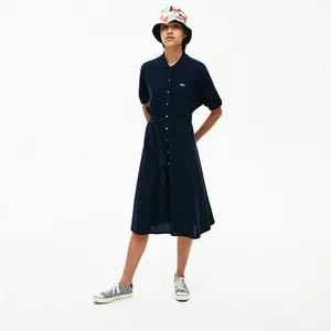 Женское платье-поло Lacoste с поясом, синий, арт. EF5471