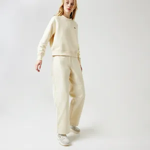 Женские расклешенные хлопковые брюки Lacoste с высокой талией, коричневый, арт. HF0314