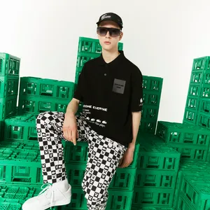 Мужское поло Lacoste L!VE x Minecraft из органического хлопка, черный, арт. PH3816