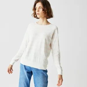 Женский свитер Lacoste из хлопка и льна, розовый, арт. AF0216