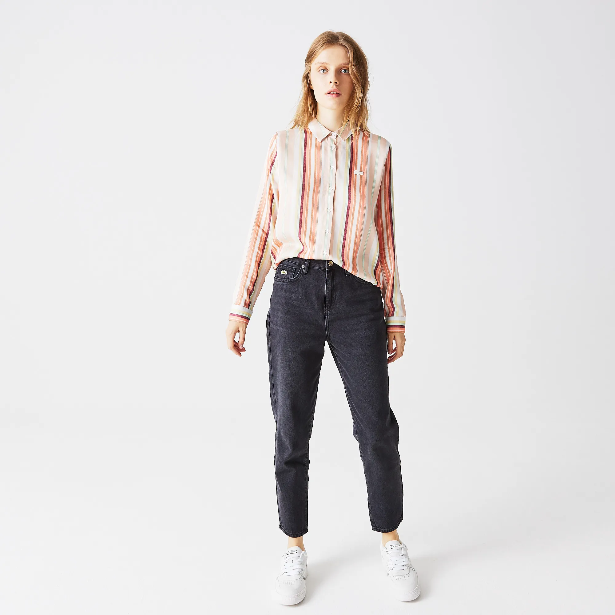 Женские джинсы Lacoste Classic с высокой талией, черный, арт. HF0204