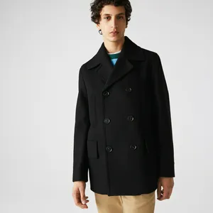 Мужское двубортное полупальто Lacoste из шерсти, синий, арт. BH7903