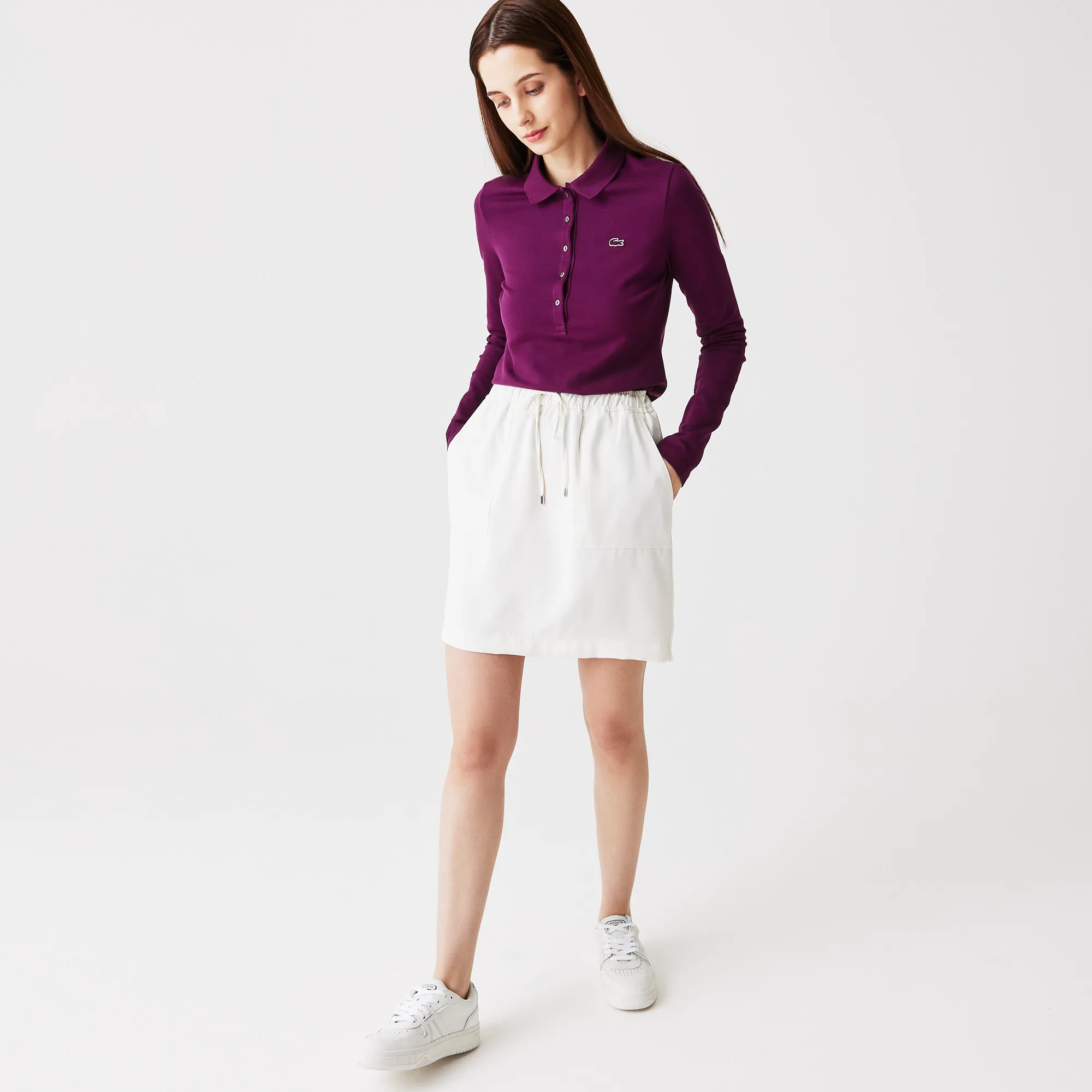 Женская юбка Lacoste с регулируемым поясом, белый, арт. JF0108