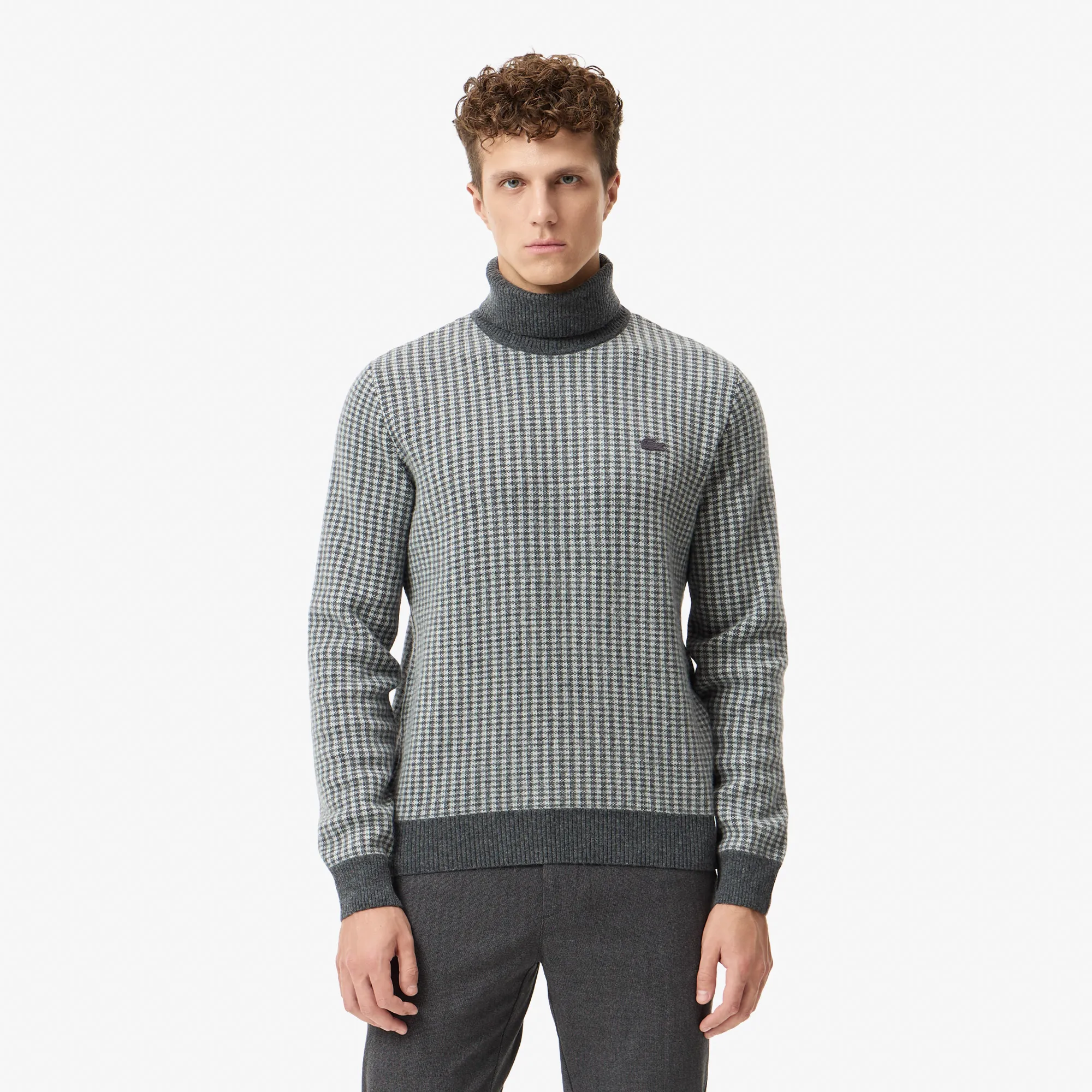 Мужской свитер Lacoste с высоким воротом, серый, арт. AH2630