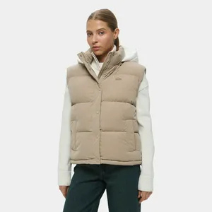Женский стёганый жилет Lacoste с капюшоном, бежевый, арт. BF2413E