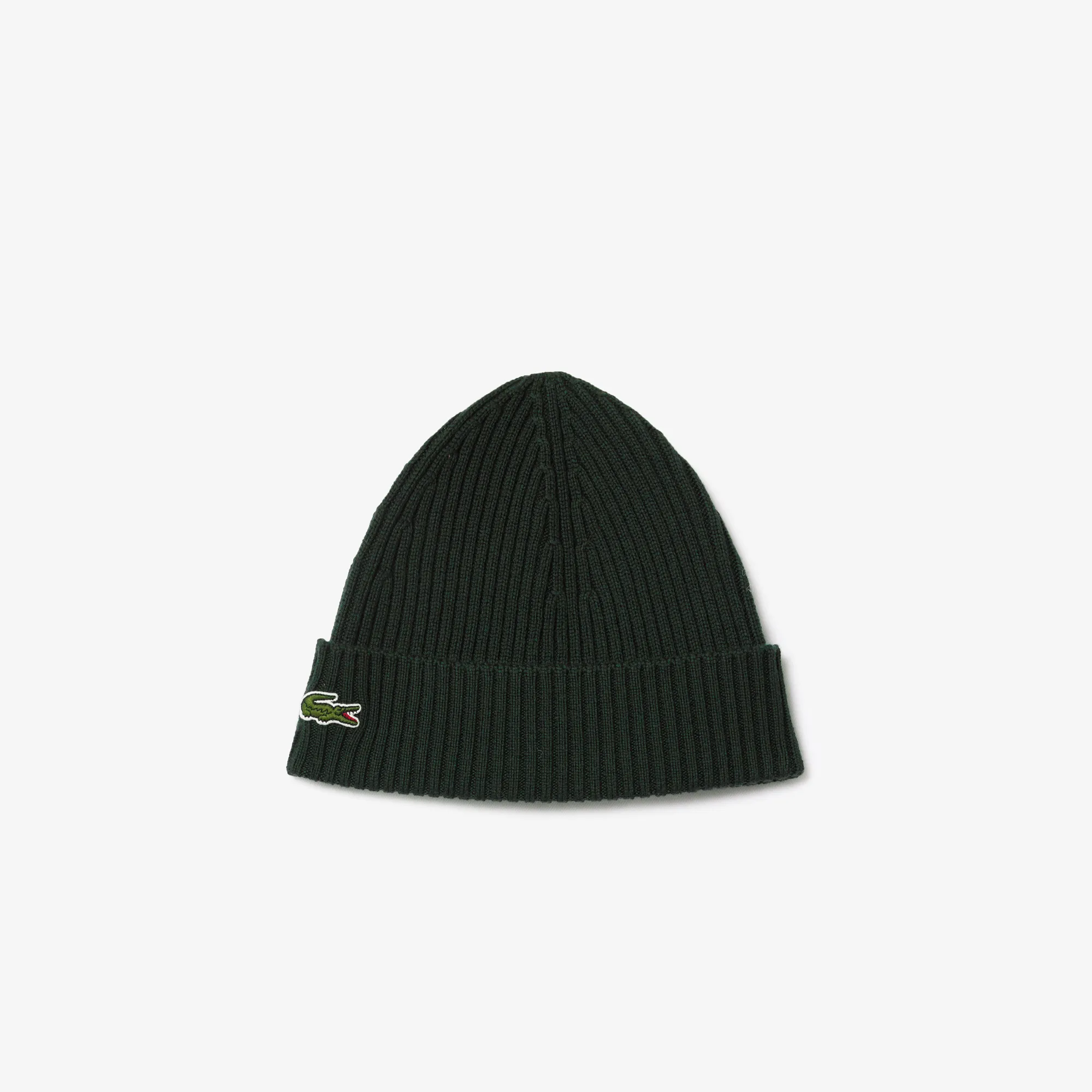 Шерстяная шапка Lacoste Unisex в рубчик, хаки, арт. RB0001