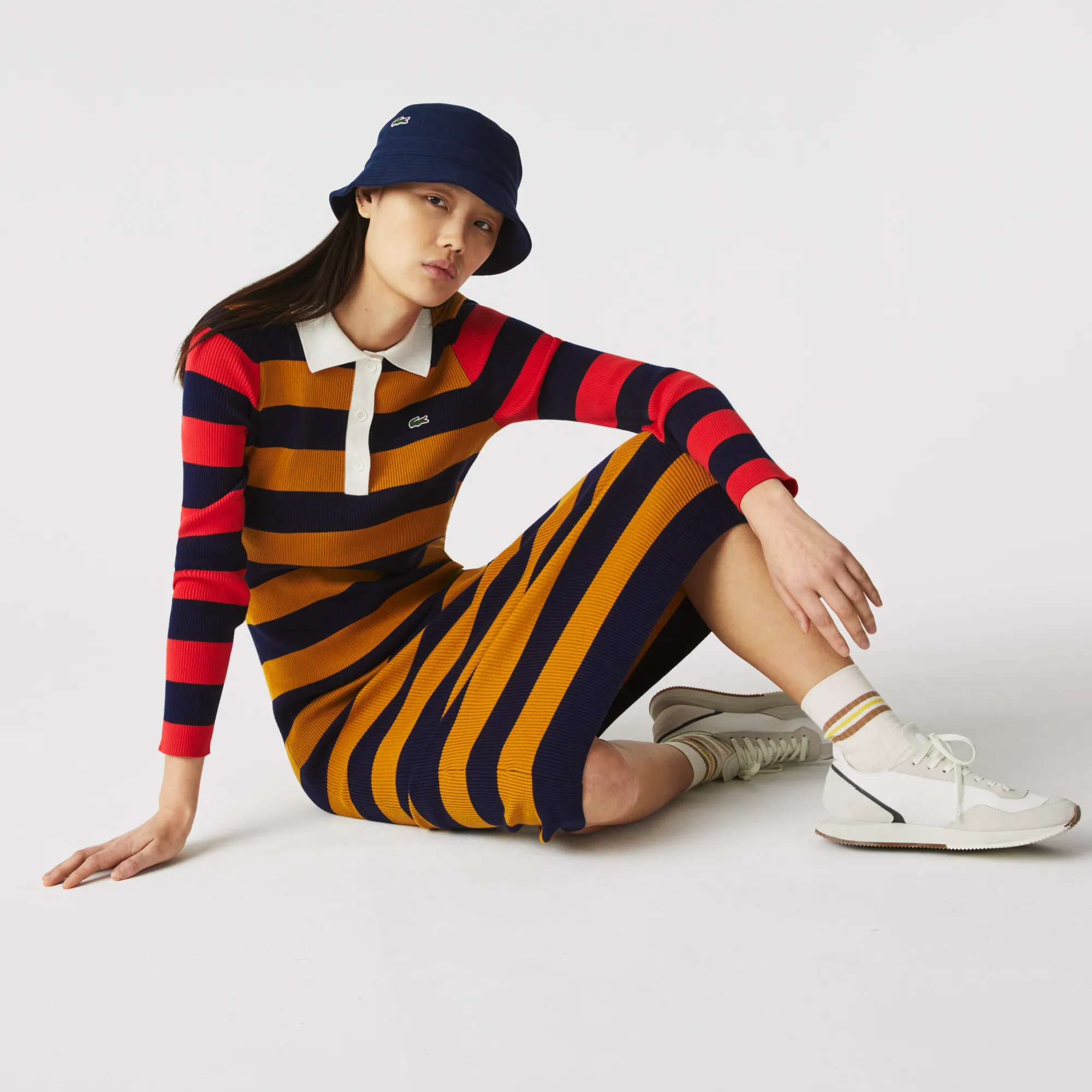 Женское платье-поло Lacoste в полоску, разноцветный, арт. EF0721