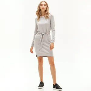 Женское платье Lacoste с круглым вырезом и длинными рукавами, серый, арт. EF0048