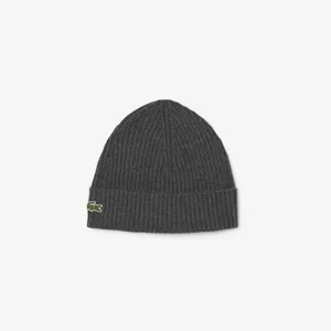 Шерстяная шапка Lacoste Unisex в рубчик, серый, арт. RB0001
