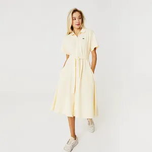 Женское платье Lacoste с поясом, желтый, арт. EF7923