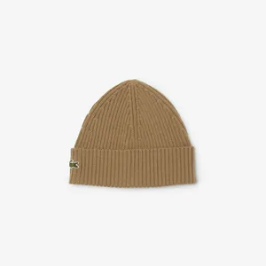 Шерстяная шапка Lacoste Unisex в рубчик, коричневый, арт. RB0001