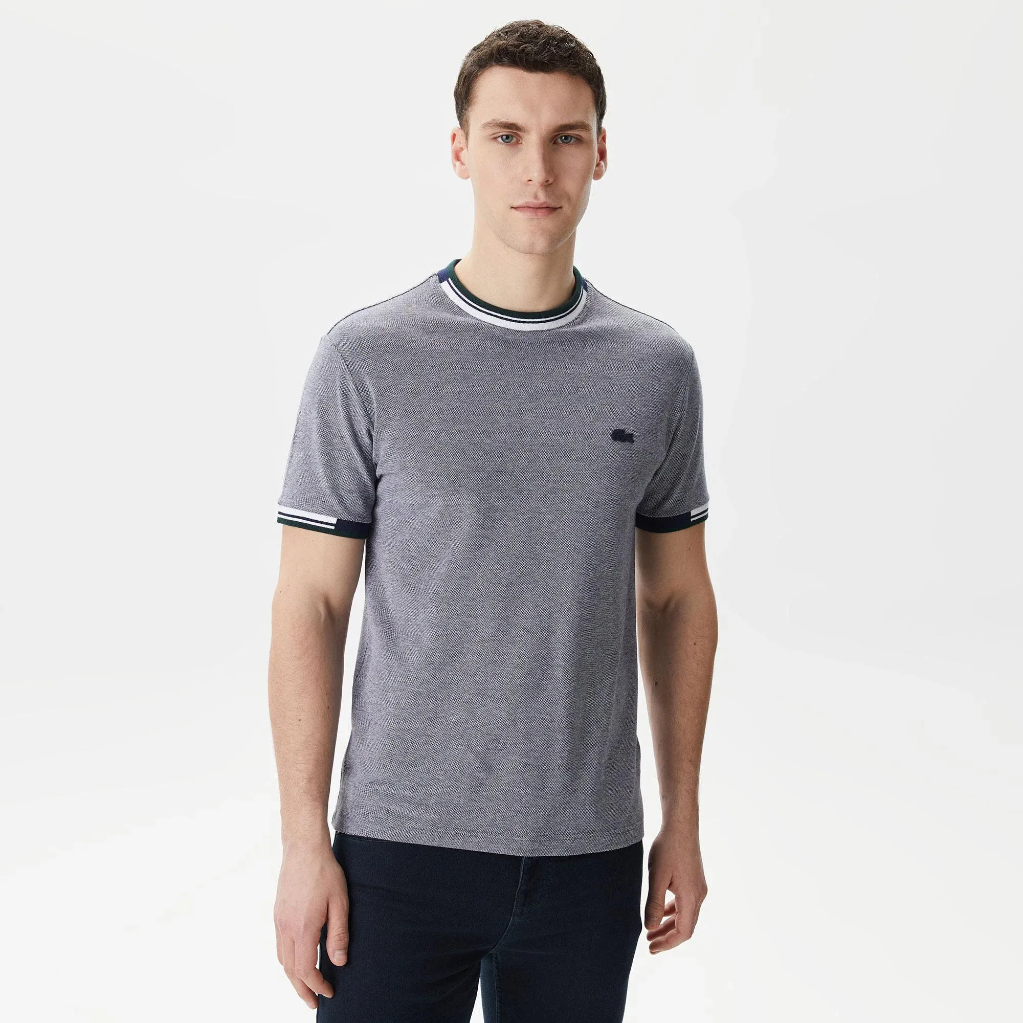 Мужская хлопковая футболка Lacoste с принтом, синий, арт. TH0424