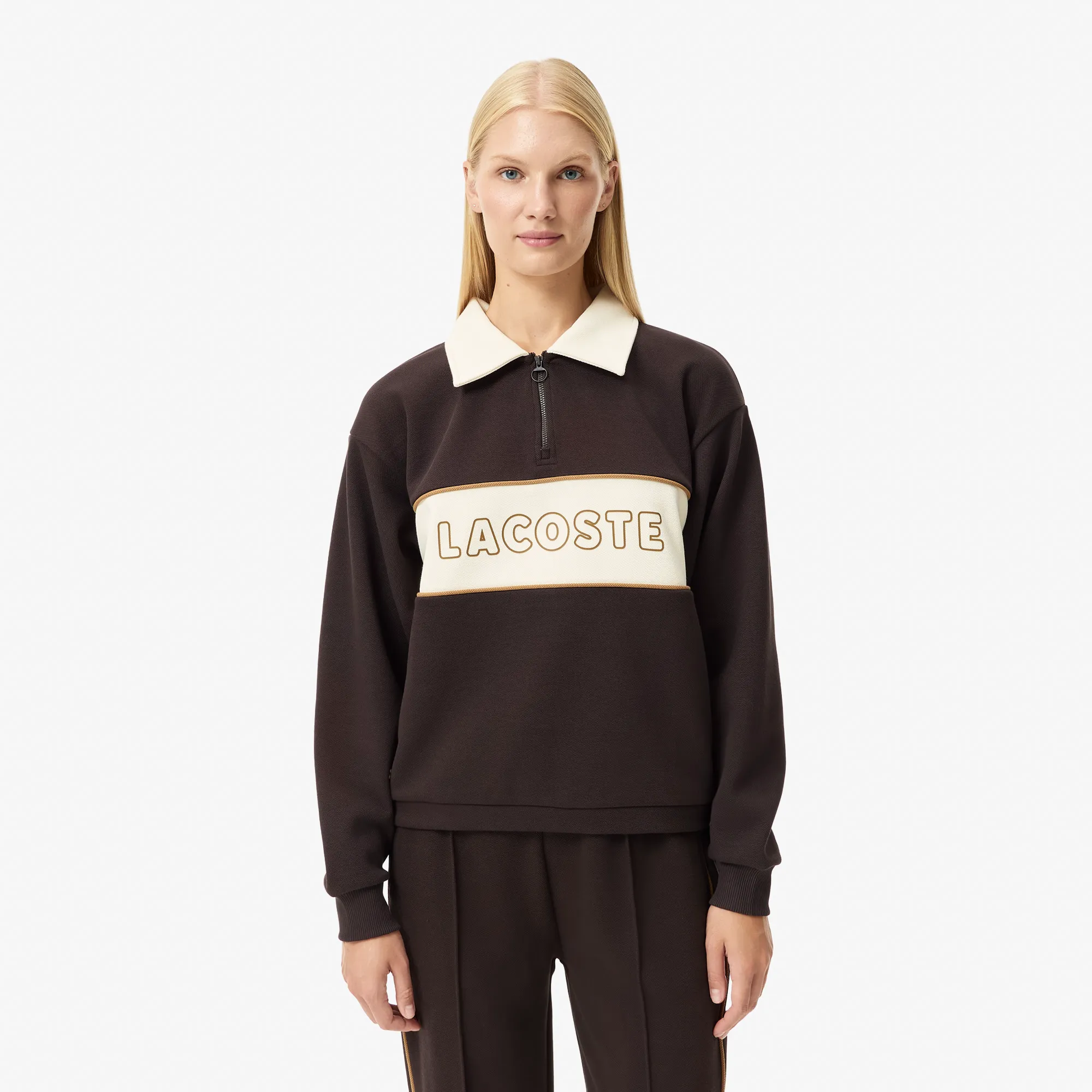 Женская толстовка Lacoste из эластичного хлопка, коричневый, арт. SF0508