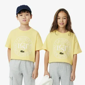 Детская футболка Lacoste из хлопка с принтом, желтый, арт. TJ2463