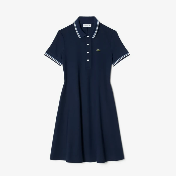 Платье-поло Lacoste эластичное с коротким рукавом, синий, арт. EF5288