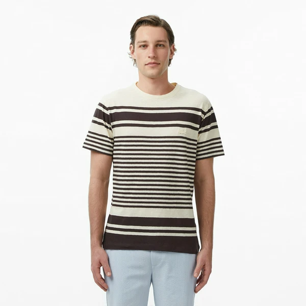 Футболка Lacoste из смеси хлопка и льна, коричневый, арт. TH0640