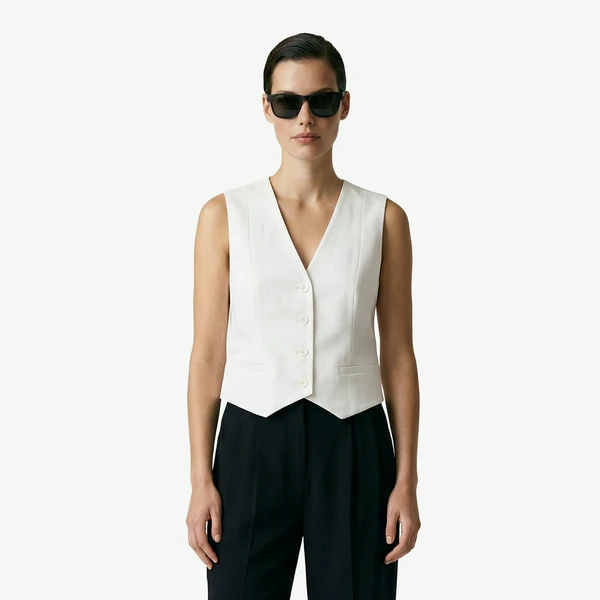 Хлопковый топ Lacoste из смеси льна, белый, арт. QF0603