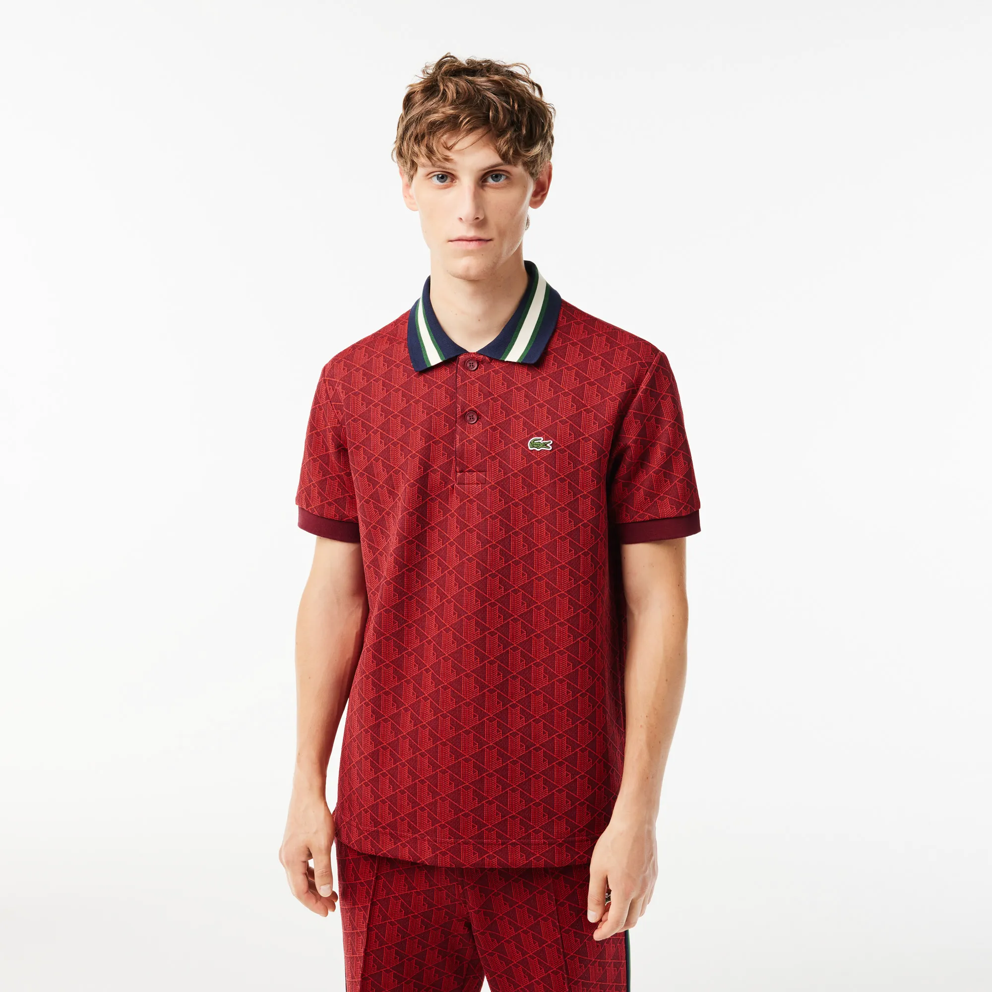 Поло Lacoste Classic Fit с монограммой, красный, арт. DH1417
