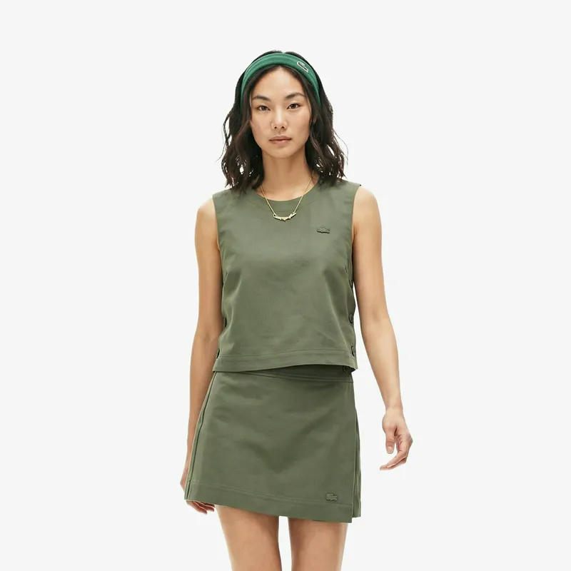 Топ женский Lacoste из хлопка и льна, хаки, арт. QF0601