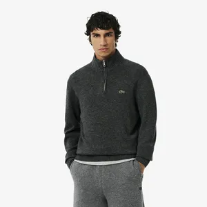 Шерстяной свитер Lacoste на молнии с высоким воротом, серый, арт. AH3052