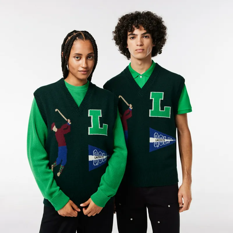 Жилет шерстяной Lacoste на пуговицах, зеленый, арт. AH0814