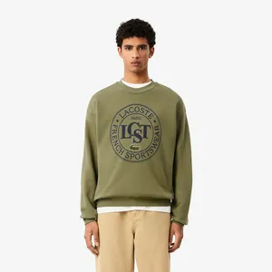 Мужской флисовый свитшот Lacoste Loose Fit, хаки, арт. SH2897