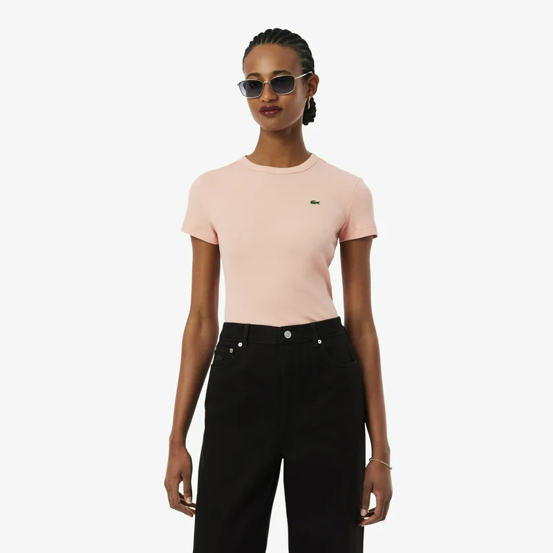 Футболка Lacoste приталенная в рубчик, розовый, арт. TF5538