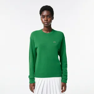Шерстяной свитер Lacoste с круглым вырезом, зеленый, арт. AF9551