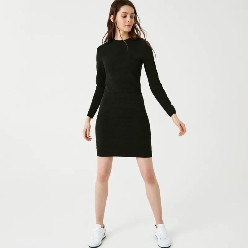 Платье Lacoste с длинным рукавом и круглым вырезом, бежевый, арт. EF0134