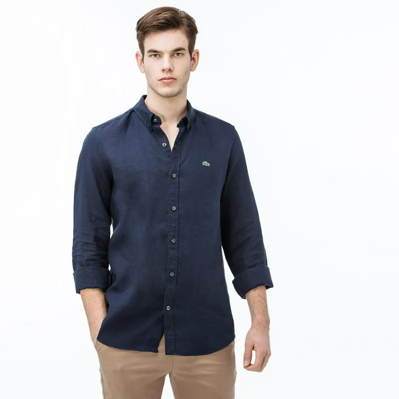 Рубашка Lacoste приталенного кроя из льна, синий, арт. CH0826L