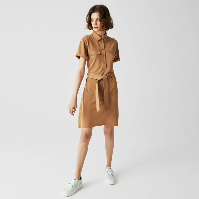 Платье Lacoste с воротником-рубашкой, коричневый, арт. EF0121