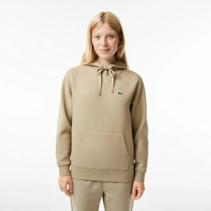 Худи женское Lacoste свободного кроя с карманом-кенгуру, бежевый, арт. SF7099