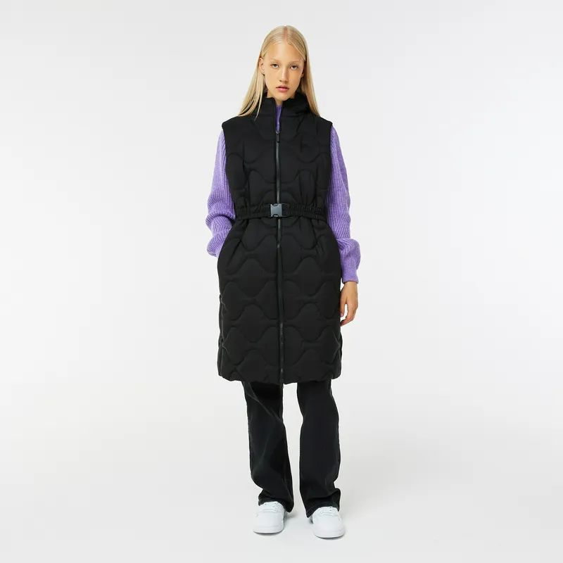 Жилет женский Lacoste стеганый удлиненный, черный, арт. BF2412