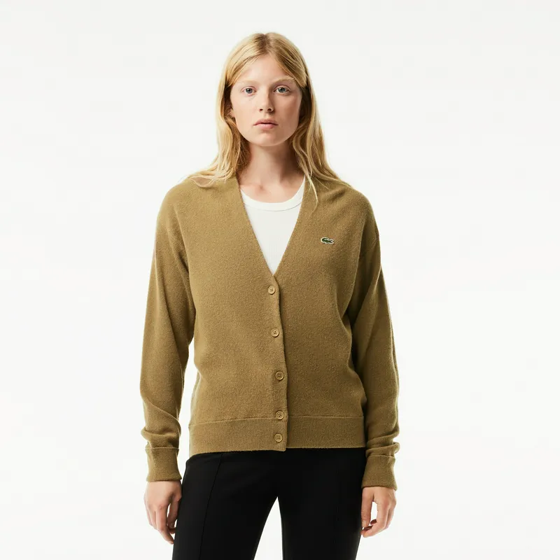 Кардиган Lacoste с V-образным вырезом, коричневый, арт. AF9545
