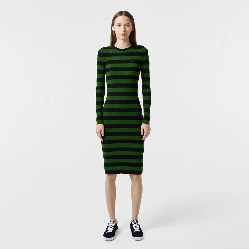Платье Lacoste в полоску, черный, арт. EF2406