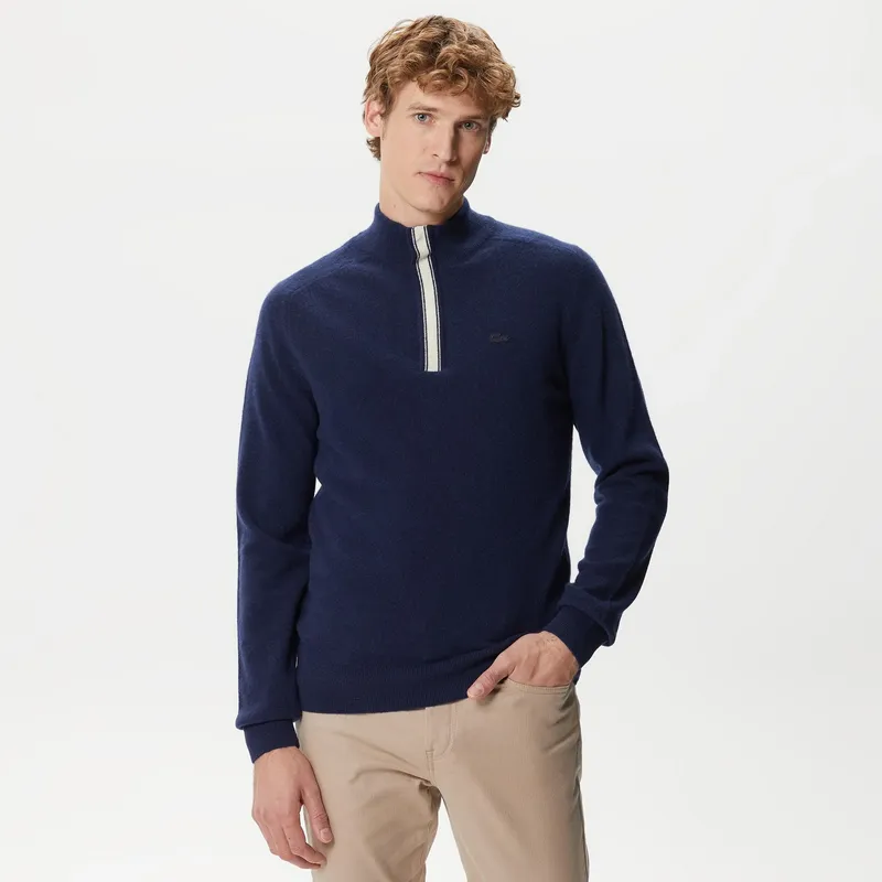 Свитер Lacoste на молнии стандартного кроя, синий, арт. AH2428