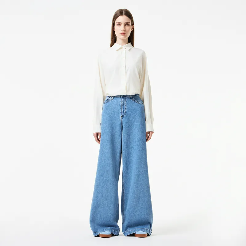 Джинсы прямые Lacoste с высокой талией, синий, арт. HF2568