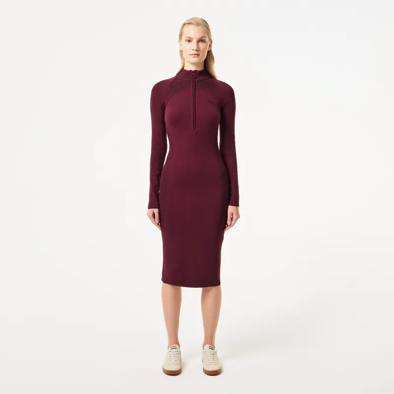 Платье Lacoste облегающее длинное на молнии, красный, арт. EF2502