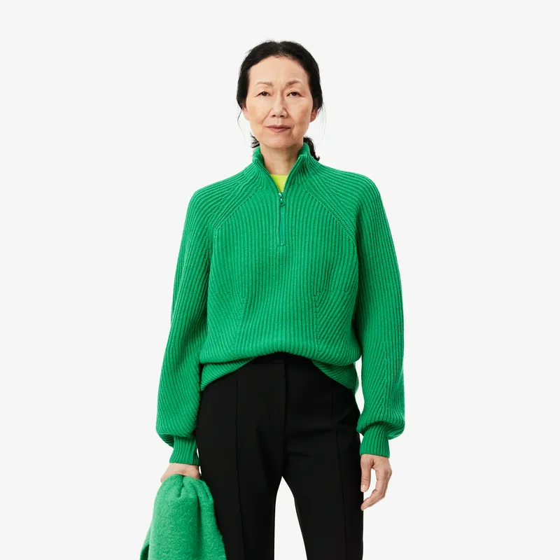 Свитер на молнии Lacoste шерстяной, зеленый, арт. AF2528
