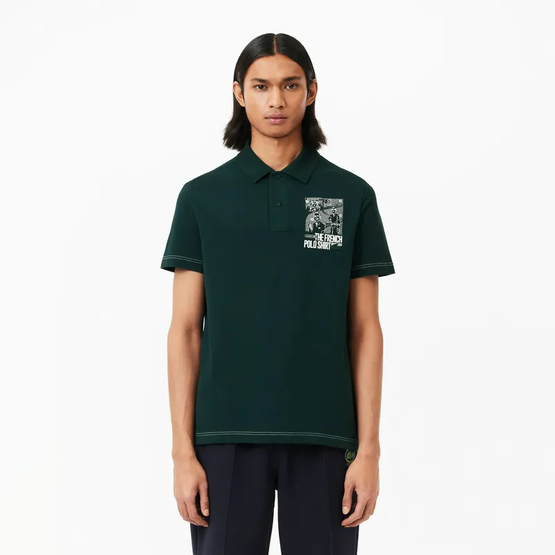 Поло Lacoste с контрастным принтом, синий, арт. PH7416