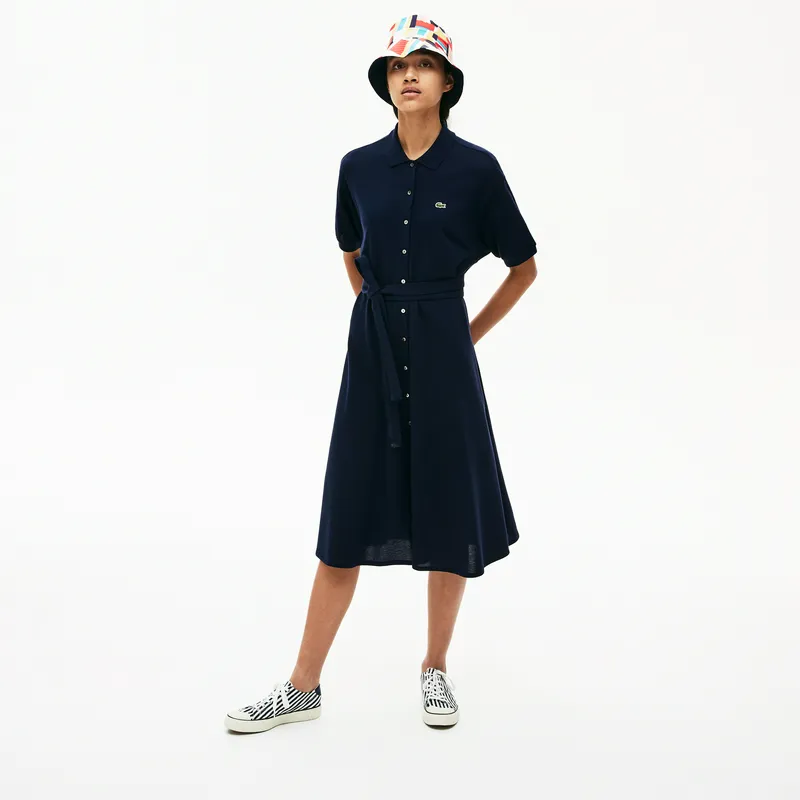 Платье-поло Lacoste с поясом, синий, арт. EF5471