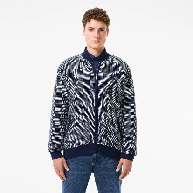 Кардиган Lacoste хлопковый на молнии, синий, арт. AH2511