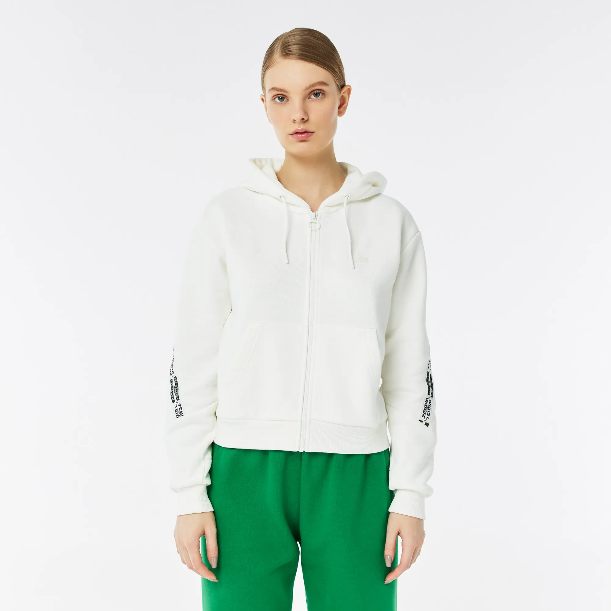 Толстовка Crop Fit с капюшоном, белый, арт. SF2421