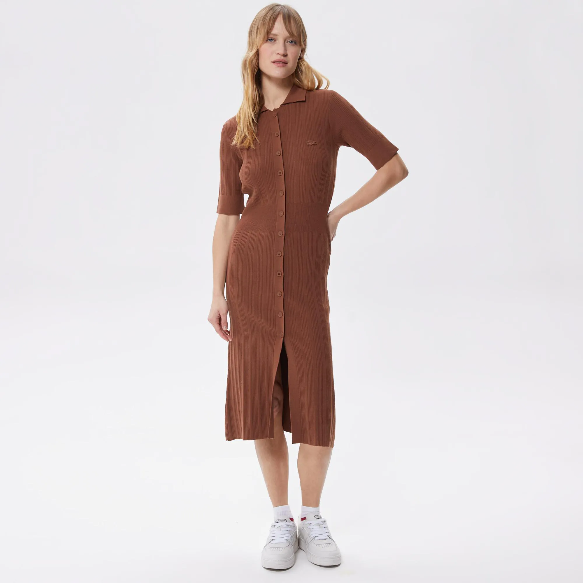 Платье Lacoste Slim Fit на пуговицах, коричневый, арт. EF0309