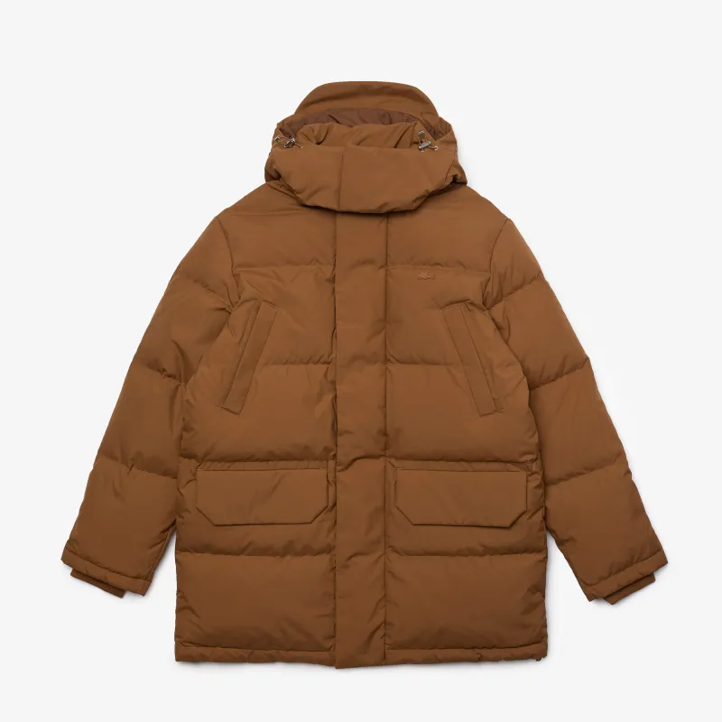 Мужской пуховик Lacoste с капюшоном, коричневый, арт. BH1960